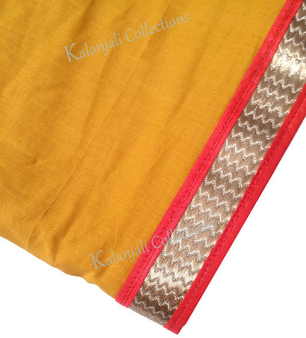 Dance Practice Chunni for Kids - Mustard Yello with Red and Gold Border