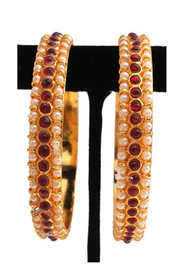 Kempu and Pearls Bangles