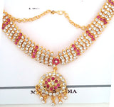 Pink White Stones Dance Jewelry Set for Kuchipudi Bharatanatyam STNSET813
