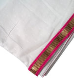 Dance Practice Chunni for Kids - White with Pink Zari Border