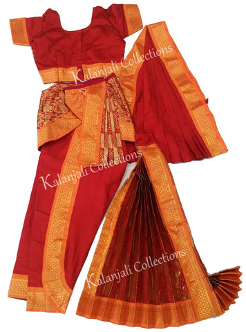 Kuchipudi Dress Costume - Red and Orange