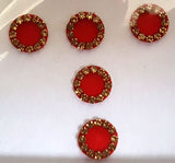 Fancy Round Orange Color Bindi with Gold Stones