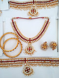 Red Stones Temple Dance Jewelry Kuchipudi Bharatanatyam STNSET817