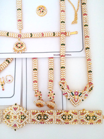 Multi Color Stone Dance Jewelry Set for Kuchipudi Bharatanatyam STNSET807